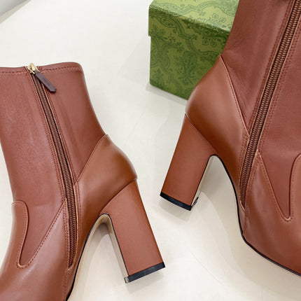 HORSEBIT ANKLE BOOTS 9.5CM IN CINNAMON BROWN SHEEPSKIN