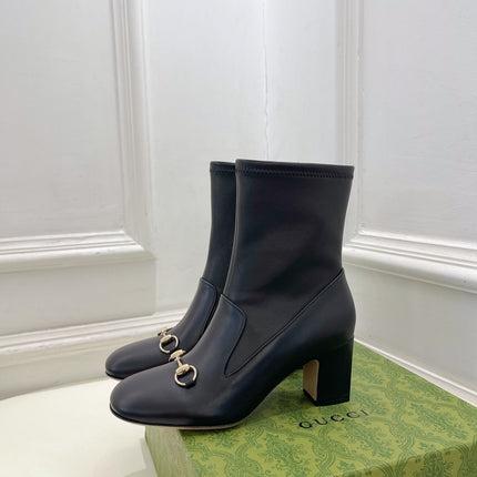 HORSEBIT ANKLE BOOTS 6.5CM IN BLACK SHEEPSKIN
