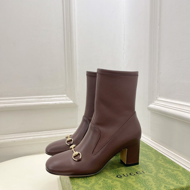 HORSEBIT ANKLE BOOTS 6.5CM IN WALNUT BROWN SHEEPSKIN