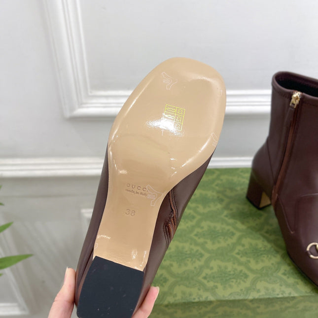 HORSEBIT ANKLE BOOTS 6.5CM IN WALNUT BROWN SHEEPSKIN