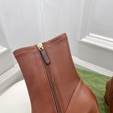 HORSEBIT ANKLE BOOTS 6.5CM IN CINNAMON BROWN SHEEPSKIN