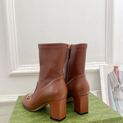 HORSEBIT ANKLE BOOTS 6.5CM IN CINNAMON BROWN SHEEPSKIN