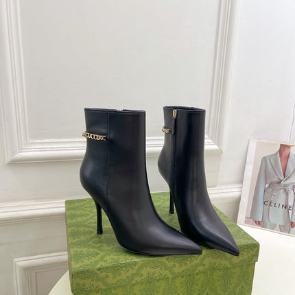 SIGNORIA SHORT BOOTS 10.5CM IN BLACK CALFSKIN