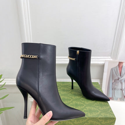 SIGNORIA SHORT BOOTS 10.5CM IN BLACK CALFSKIN