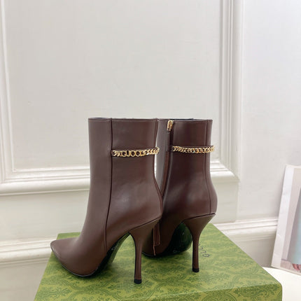 SIGNORIA SHORT BOOTS 10.5CM IN WALNUT BROWN CALFSKIN