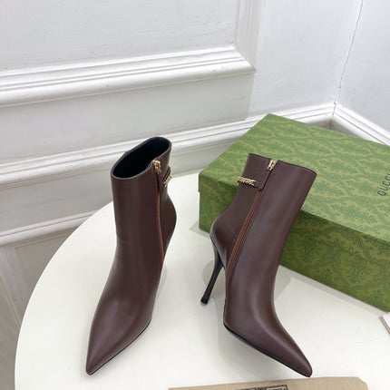 SIGNORIA SHORT BOOTS 10.5CM IN WALNUT BROWN CALFSKIN