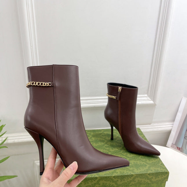 SIGNORIA SHORT BOOTS 10.5CM IN WALNUT BROWN CALFSKIN