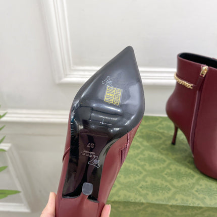 SIGNORIA SHORT BOOTS 10.5CM IN BURGUNDY RED CALFSKIN