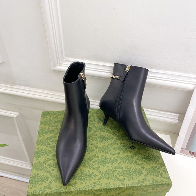 SIGNORIA SHORT BOOTS 4.5CM IN BLACK CALFSKIN