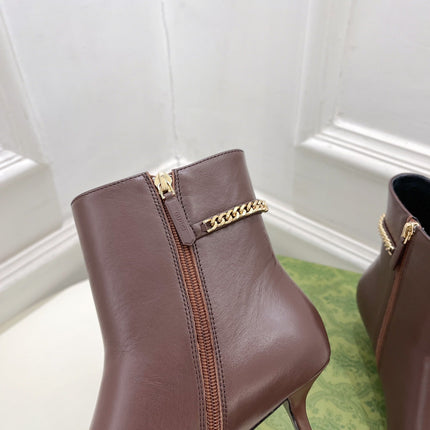 SIGNORIA SHORT BOOTS 4.5CM IN WALNUT BROWN CALFSKIN