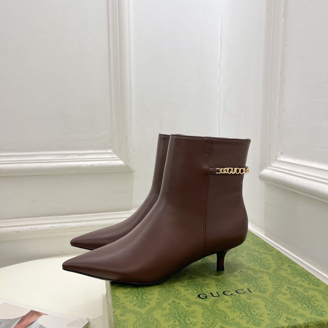 SIGNORIA SHORT BOOTS 4.5CM IN WALNUT BROWN CALFSKIN