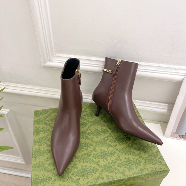 SIGNORIA SHORT BOOTS 4.5CM IN WALNUT BROWN CALFSKIN