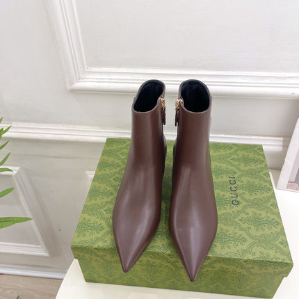 SIGNORIA SHORT BOOTS 4.5CM IN WALNUT BROWN CALFSKIN