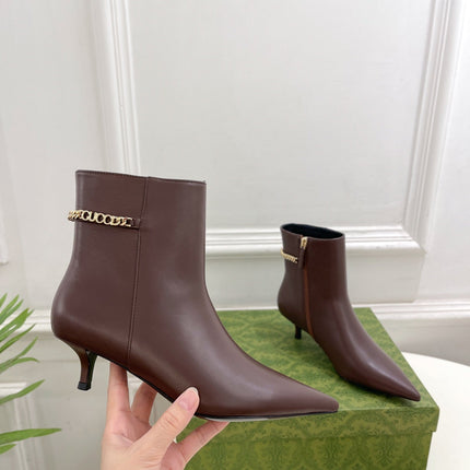 SIGNORIA SHORT BOOTS 4.5CM IN WALNUT BROWN CALFSKIN