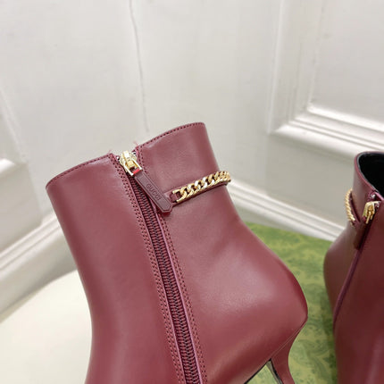 SIGNORIA SHORT BOOTS 4.5CM IN BURGUNDY RED CALFSKIN