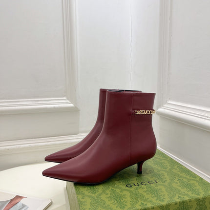 SIGNORIA SHORT BOOTS 4.5CM IN BURGUNDY RED CALFSKIN