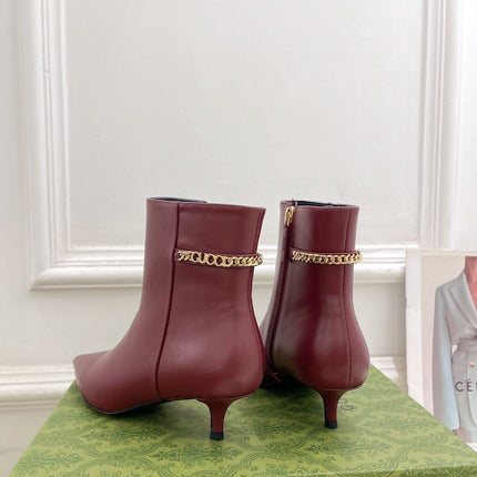 SIGNORIA SHORT BOOTS 4.5CM IN BURGUNDY RED CALFSKIN