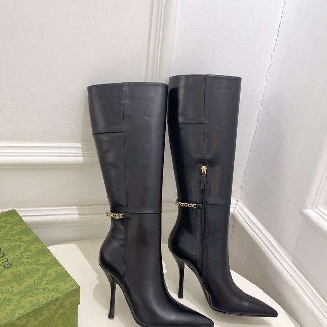SIGNORIA KNEE BOOTS 10.5CM IN BLACK CALFSKIN