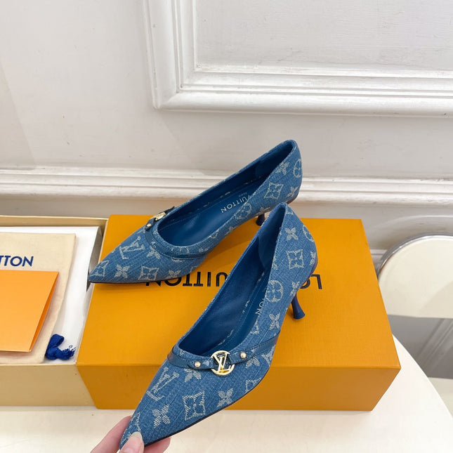 6AM HIGH PUMP 5 CM IN CLASSIC BLUE MONOGRAM DENIM