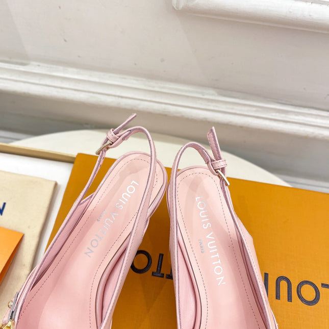 HIGH SLINGBACKS 5 CM IN BABY PINK CALFSKIN