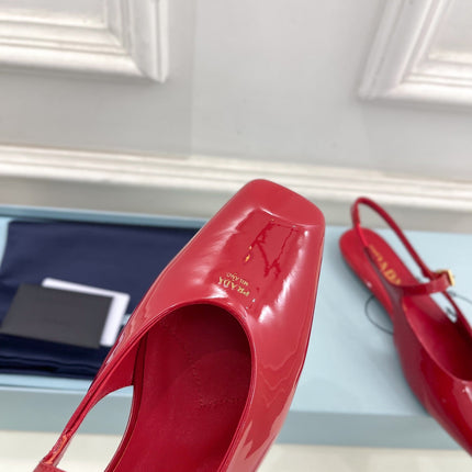 MARY JANE SLINGBACK SQUARE TOE IN CRIMSON RED PATENT SHEEPSKIN