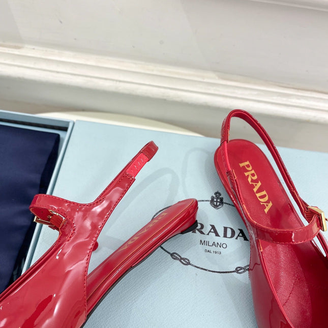 MARY JANE SLINGBACK SQUARE TOE IN CRIMSON RED PATENT SHEEPSKIN