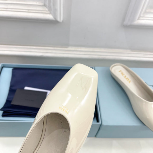 MULES SQUARE TOE IN WHITE SHINY CALFSKIN