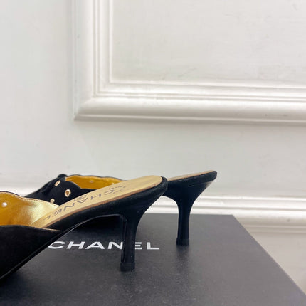 HIGH 65 MM MULE IN BLACK SUEDE