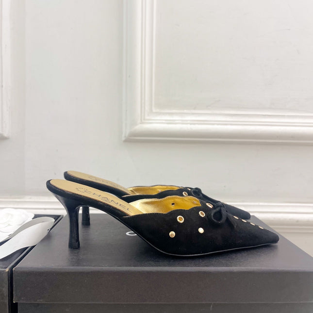 HIGH 65 MM MULE IN BLACK SUEDE