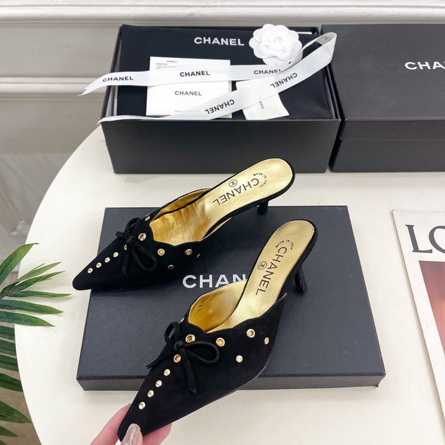 HIGH 65 MM MULE IN BLACK SUEDE