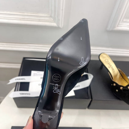 HIGH 65 MM MULE IN BLACK SUEDE