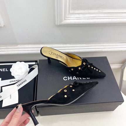 HIGH 65 MM MULE IN BLACK SUEDE