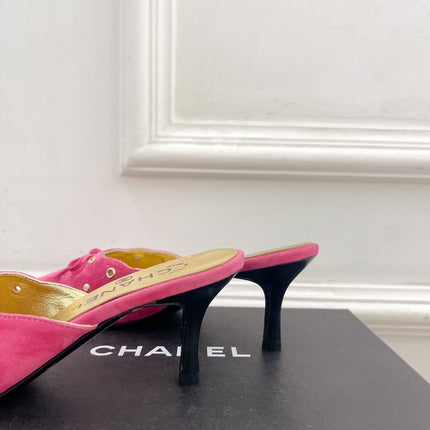 HIGH 65 MM MULE IN DEEP PINK SUEDE