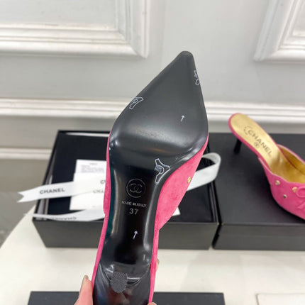 HIGH 65 MM MULE IN DEEP PINK SUEDE