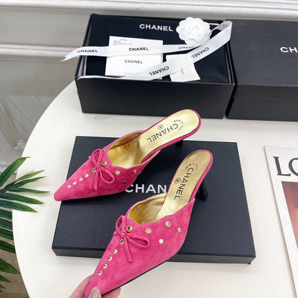 HIGH 65 MM MULE IN DEEP PINK SUEDE