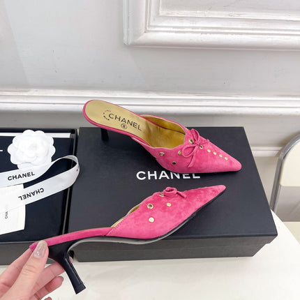 HIGH 65 MM MULE IN DEEP PINK SUEDE