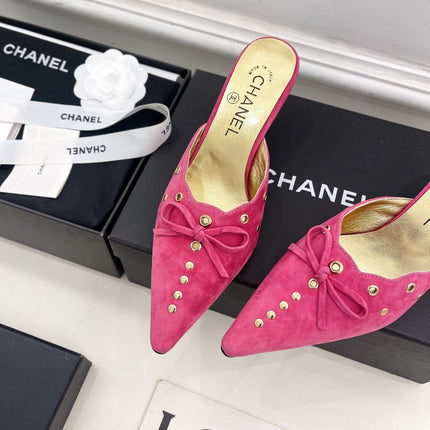 HIGH 65 MM MULE IN DEEP PINK SUEDE