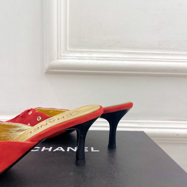 HIGH 65 MM MULE IN CHERRY RED SUEDE