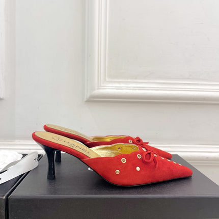 HIGH 65 MM MULE IN CHERRY RED SUEDE