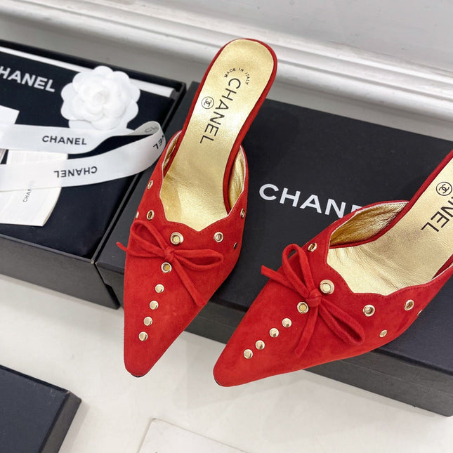 HIGH 65 MM MULE IN CHERRY RED SUEDE