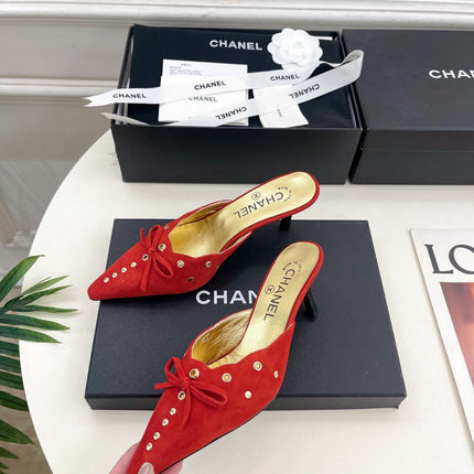 HIGH 65 MM MULE IN CHERRY RED SUEDE