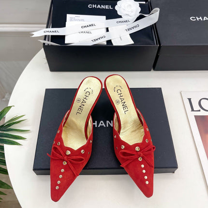 HIGH 65 MM MULE IN CHERRY RED SUEDE