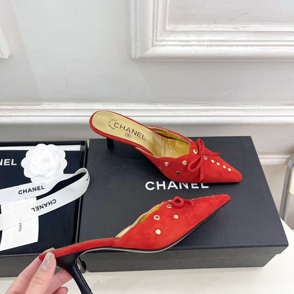 HIGH 65 MM MULE IN CHERRY RED SUEDE