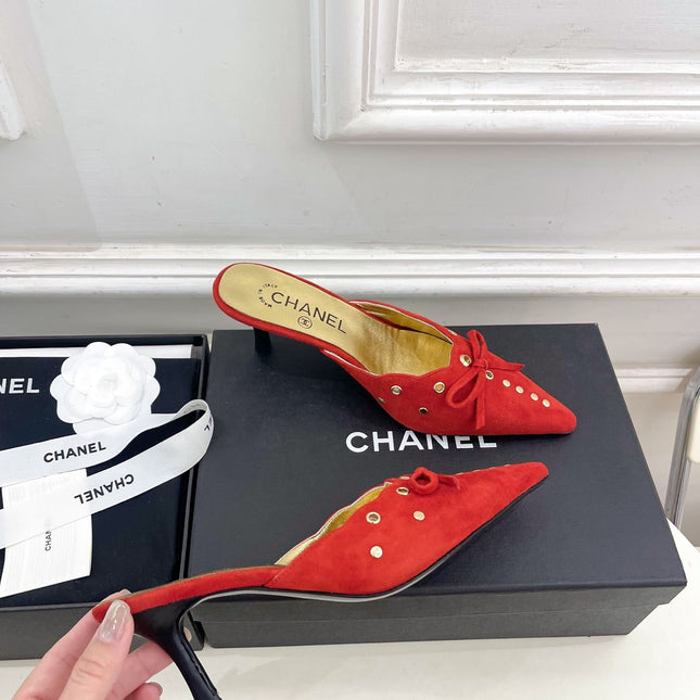 HIGH 65 MM MULE IN CHERRY RED SUEDE