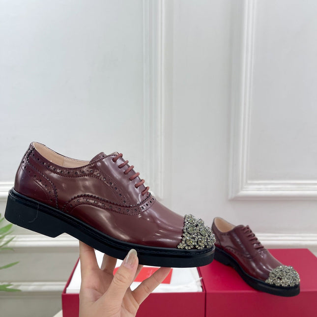 VIV' RANGERS LACE-UPS IN BURGUNDY RED CALFSKIN