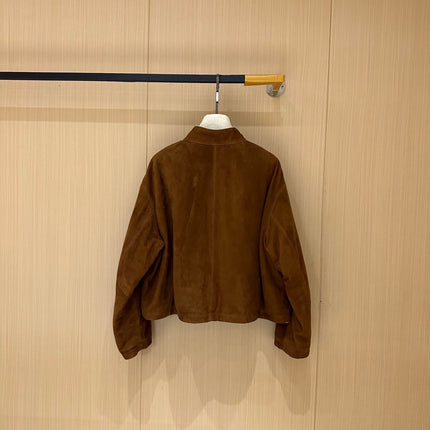 HERMES 25S CAMEL HAIR LEATHER JACKET 249