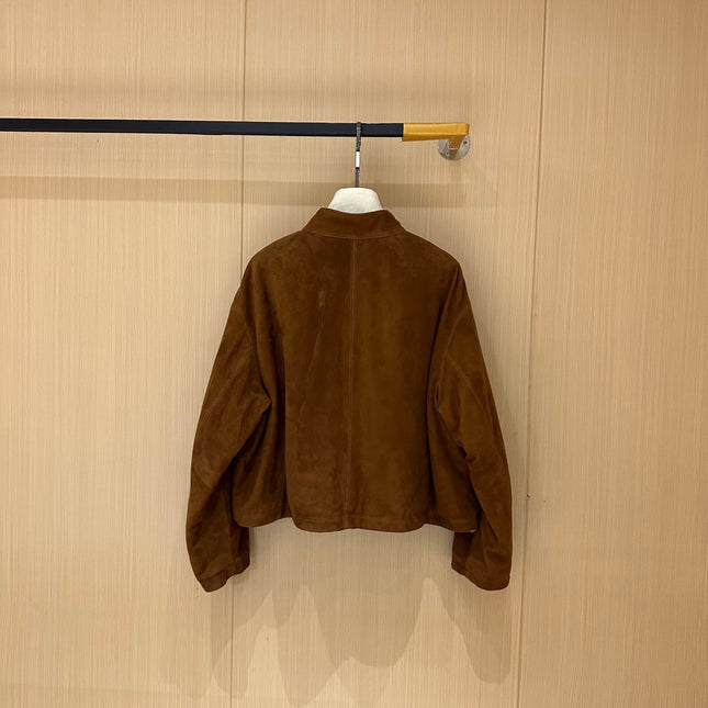 HERMES 25S CAMEL HAIR LEATHER JACKET 249