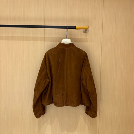 HERMES 25S CAMEL HAIR LEATHER JACKET 249
