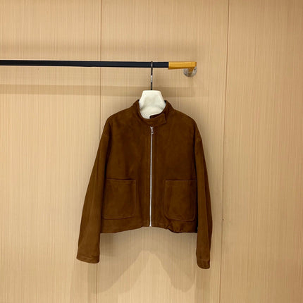 HERMES 25S CAMEL HAIR LEATHER JACKET 249