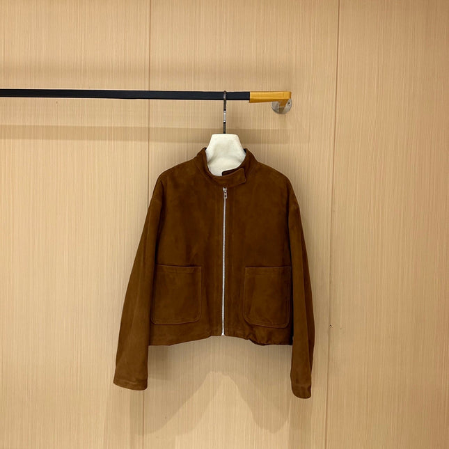 HERMES 25S CAMEL HAIR LEATHER JACKET 249